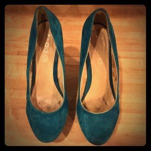 Aldo Blue Suede Wedge Pumps